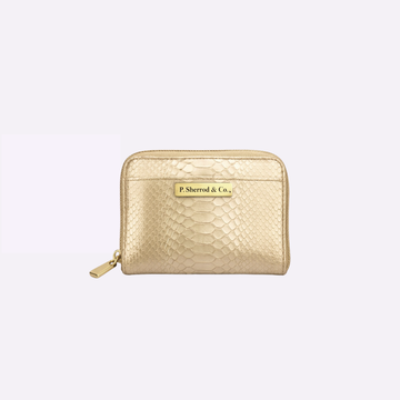 Ava Mini Wallet Embossed - Champagne Gold Python