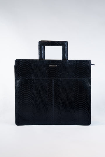 Jennifer Portfolio Clutch - Embossed Black