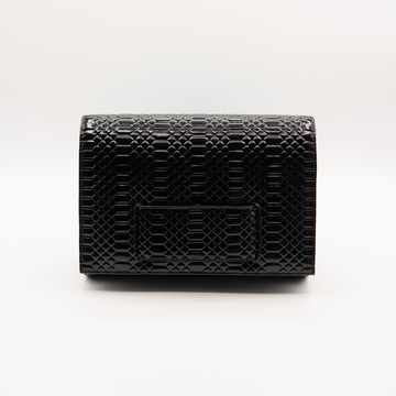 KD Hand Clutch / Embossed - Black Patent Leather
