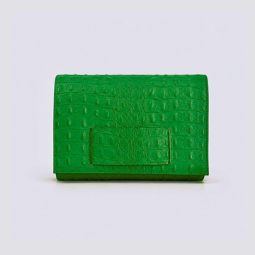 KD Hand Clutch / Embossed - Kelly Green Croc