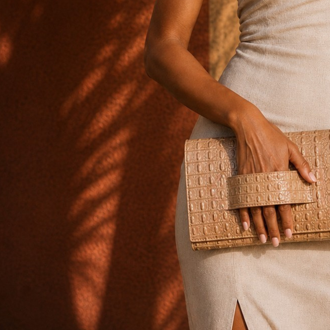 KD Hand Clutch / Embossed - Tan Croc