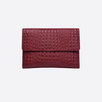 Madison Clutch / Embossed- Burgundy Croc