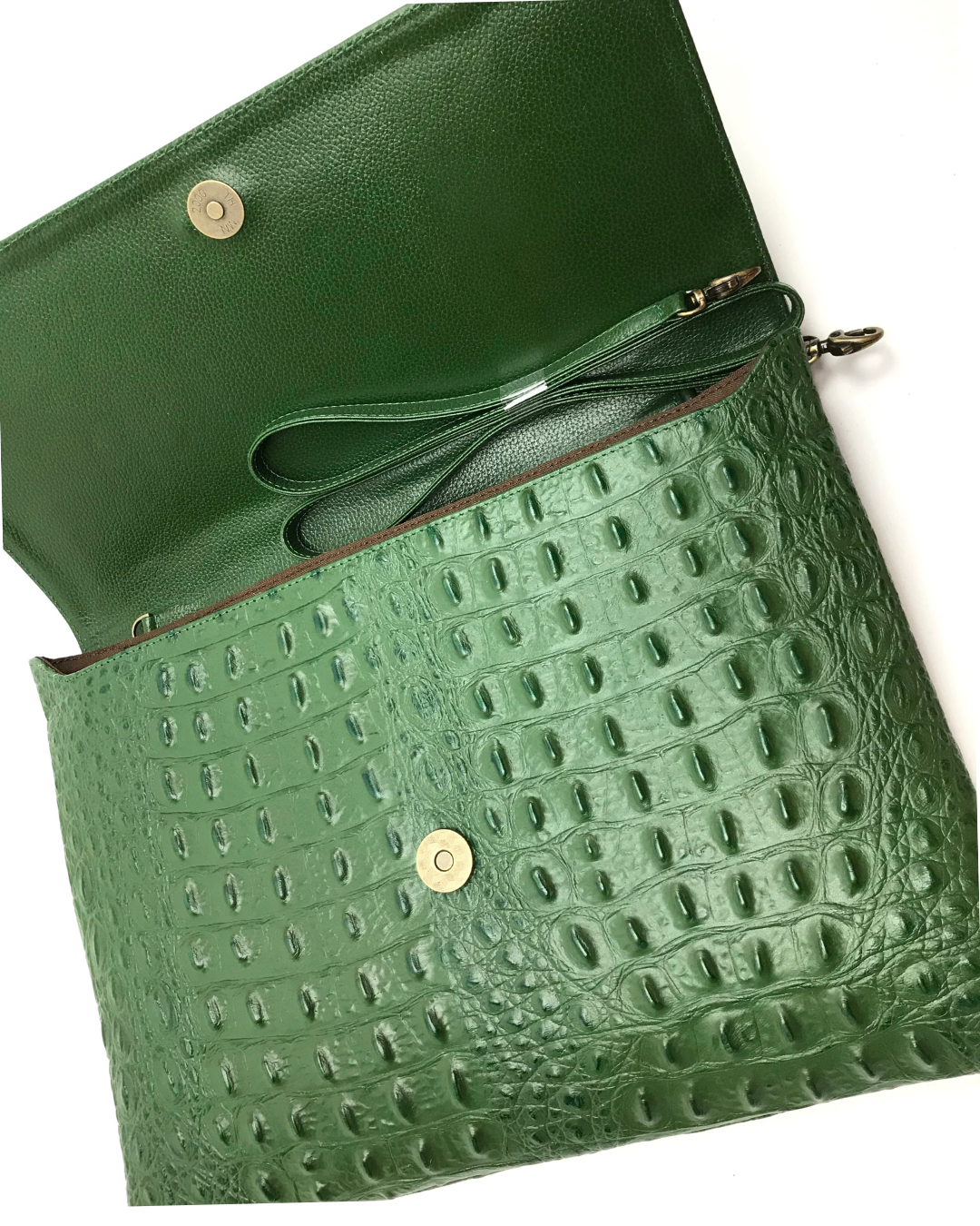 Madison Clutch / Embossed - Hunter Green Croc