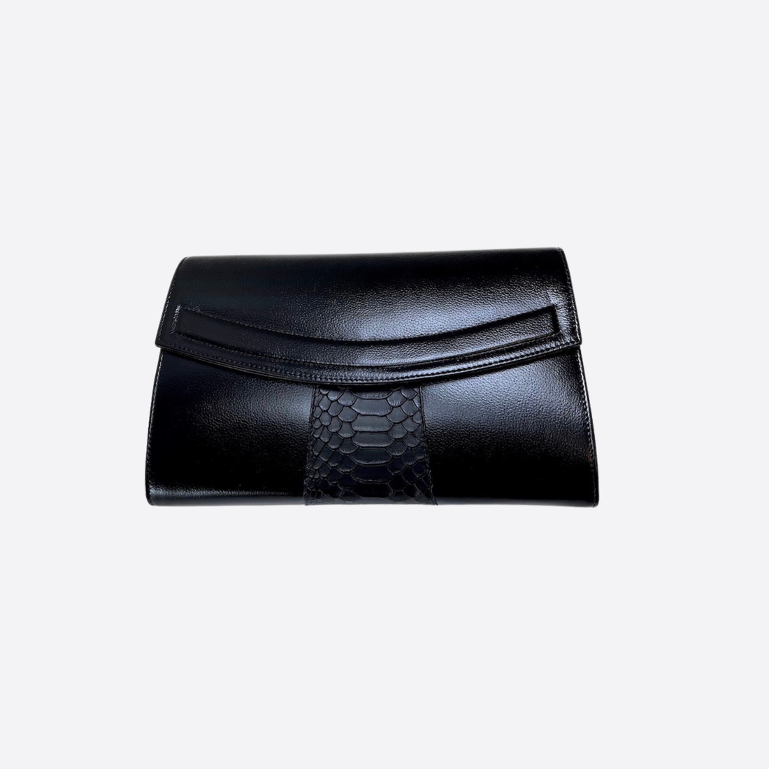 Miriam Clutch - Black Python Accent