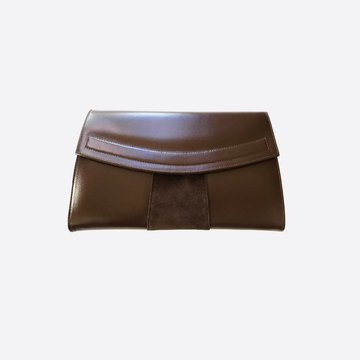 Miriam Clutch - Chocolate Suede Accent